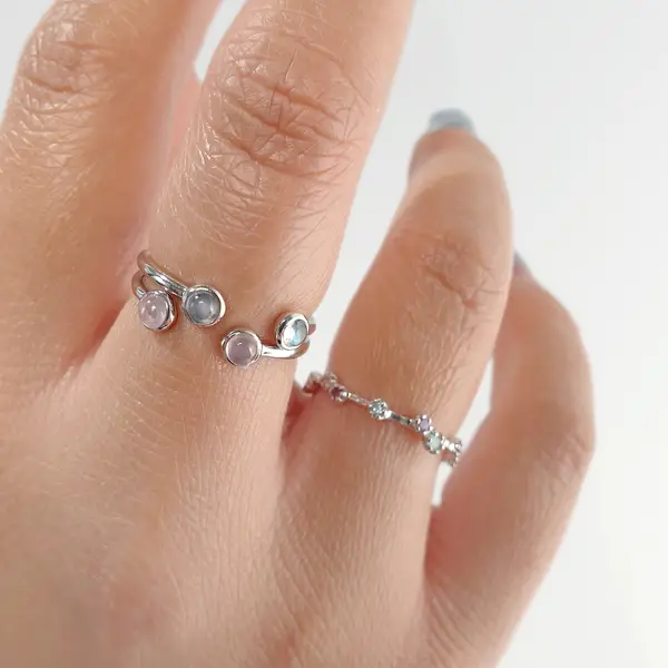 Leaf Jewelry Silber Open Ring, Labradorit Letzte 2 Tage