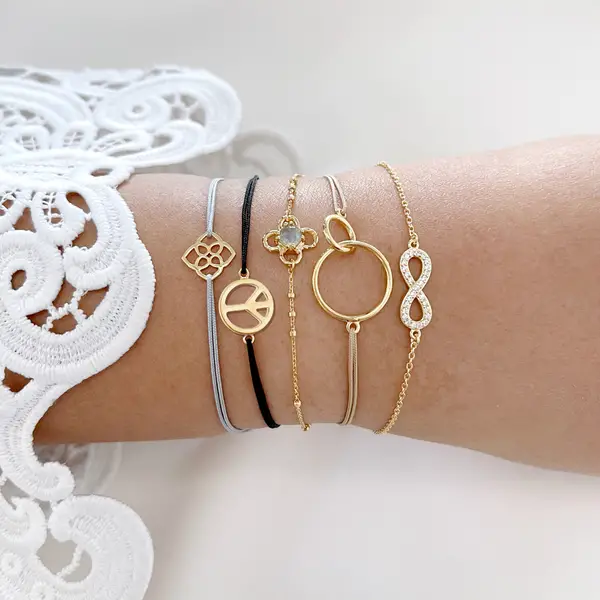 Leaf Jewelry Glücksarmband PEACE, 925 Sterlingsilber, Beige Zeitbegrenzte Promotion