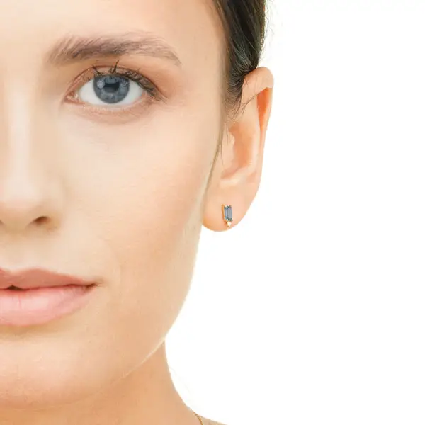 Leaf Jewelry Ohrstecker London Blue Topas, 14K Gelbgold Bis zu 50% Rabatt