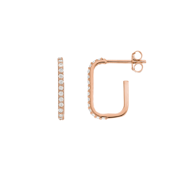 Leaf Jewelry Mini Creole Square mit Zirkonia, 18 K Rosegold vergoldet Bis zu 55% Rabatt