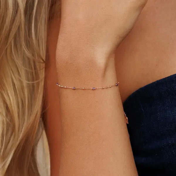 Leaf Jewelry Armkette Flying Gems, Amethyst, 18 K Gelbgold vergoldet Nur noch ein Tag übrig