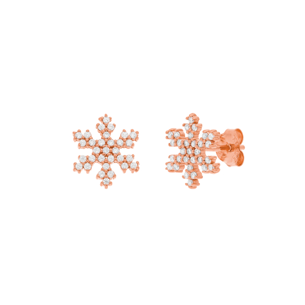 Leaf Jewelry Ohrstecker Snowflake, 18 K Rosegold vergoldet