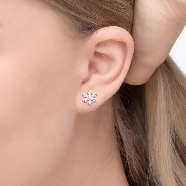Leaf Jewelry Ohrstecker Snowflake, 18 K Rosegold vergoldet Super Rabatt