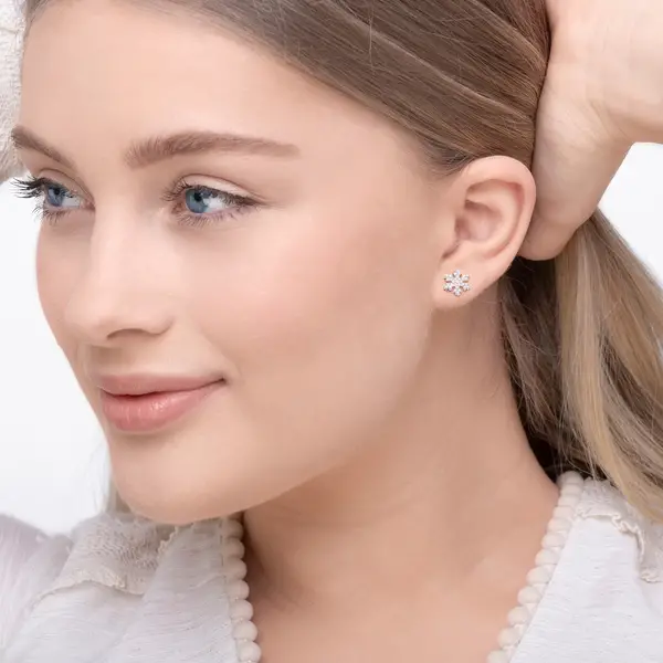 Leaf Jewelry Ohrstecker Snowflake, 18 K Rosegold vergoldet Super Rabatt