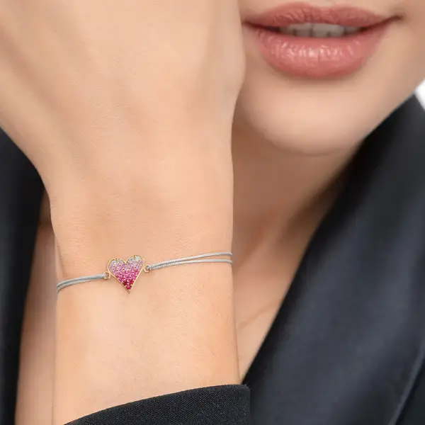 Leaf Jewelry Glücksarmband Pink Valentine, 18 K Gelbgold vergoldet, Fuchsia Black Friday Preise