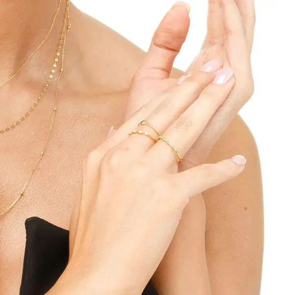 Leaf Jewelry Ring mit 5 Smaragden, 14K Gelbgold Online