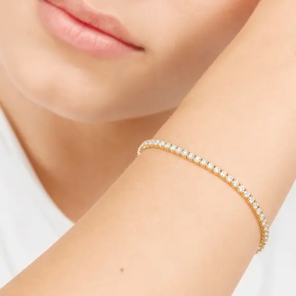 Leaf Jewelry Tennisarmband mit Diamanten, Gelbgold, 3.42ct, 17.0cm Limitierter Zeitrabatt