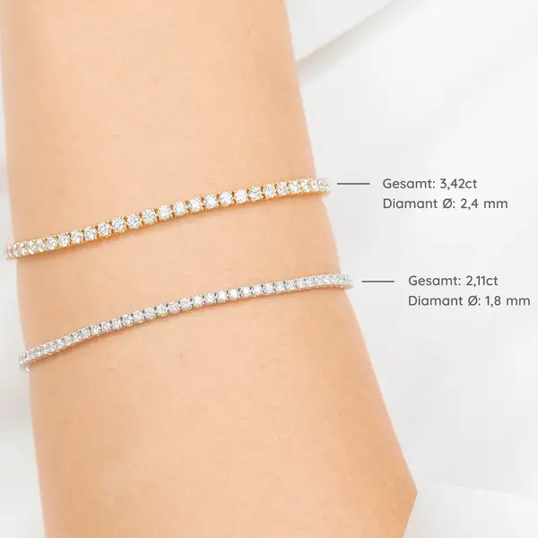 Leaf Jewelry Tennisarmband mit Diamanten, Gelbgold, 3.42ct, 17.0cm Limitierter Zeitrabatt