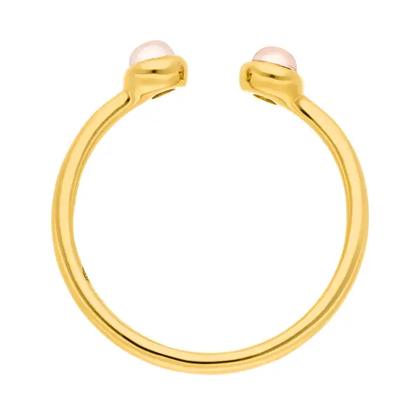 Leaf Jewelry Silber Open Ring, Rosenquarz, Gelbgold Fabrikpreis