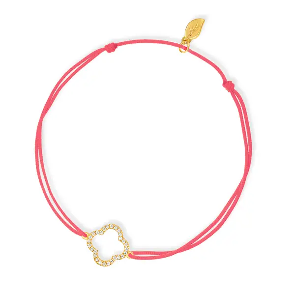 Leaf Jewelry Fußbändchen Kleeblatt mit Diamanten, 18 K Gelbgold, Koralle Leaf Jewelry Fußbändchen Kleeblatt mit Diamanten, 18 K Gelbgold, Koralle