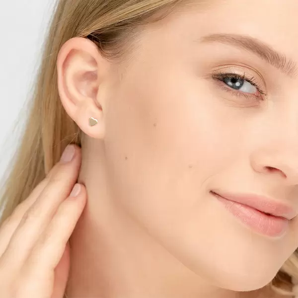 Leaf Jewelry Ohrstecker Herz, 14 K Gelbgold Großer Ausverkauf