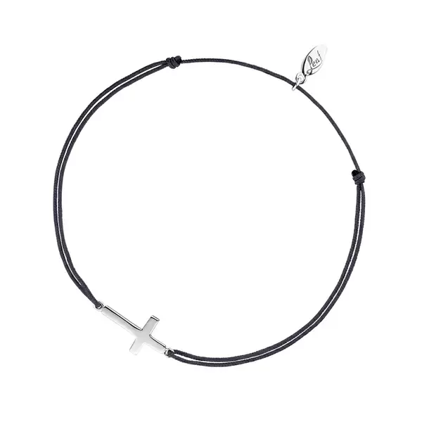 Leaf Jewelry Glücksbändchen Kreuz, 925 Sterlingsilber, Anthrazit Weihnachtsangebot