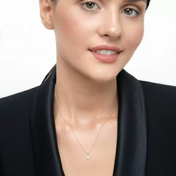 Leaf Jewelry Buchstabenketten, 14 K Gelbgold mit Diamanten Lagerräumung