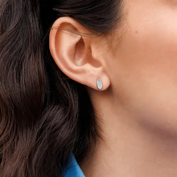 Leaf Jewelry Ohrstecker Gem Drop, Grüner Achat, 925 Sterlingsilber Zeitlich begrenztes Angebot