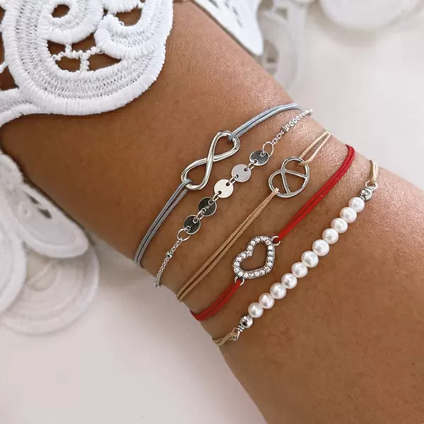 Leaf Jewelry Glücksbändchen "Brezn", 18 K Gelbgold vergoldet, Beige Bestseller