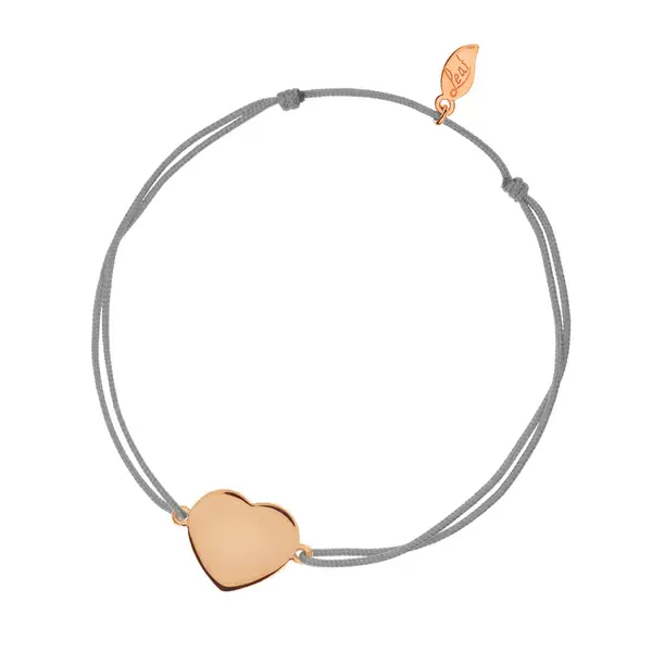 Leaf Jewelry Glücksbändchen Heart-Disc, matt, Roségold vergoldet, grau Letzter Tag
