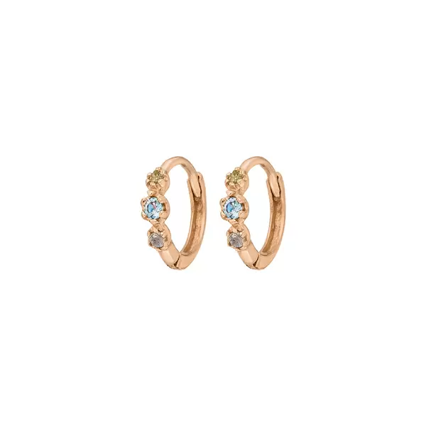 Leaf Jewelry Creole Three Gems, Blauer Topas, 18 K Rosegold vergoldet Zeitbegrenzte Promotion