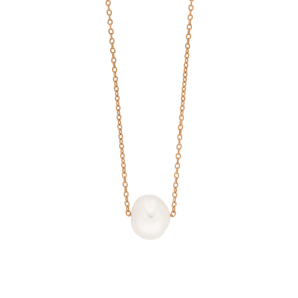 Leaf Jewelry Halskette Perlen Tropfen, 18 K Rosegold vergoldet