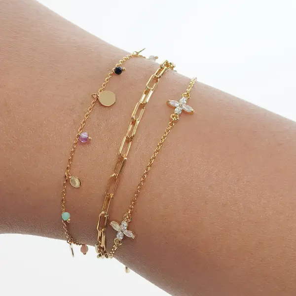 Leaf Jewelry Armkette Leaf Flower Charms, 18 K Gelbgold vergoldet Nur für heute