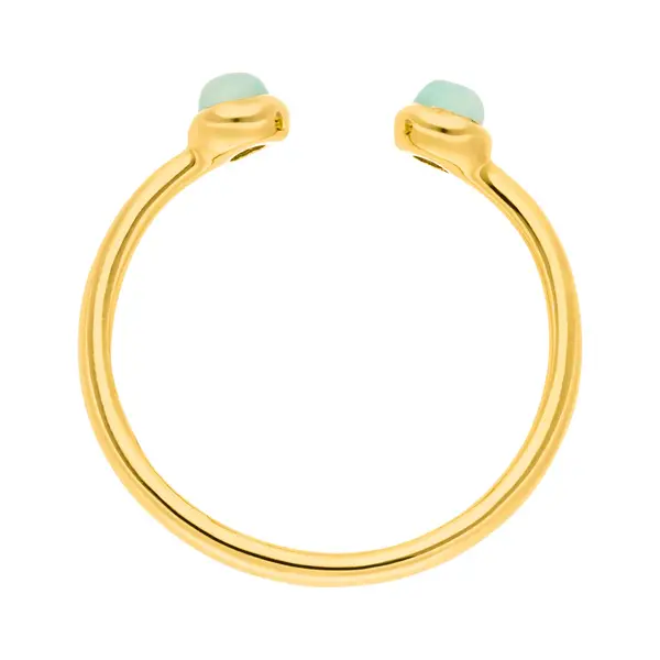 Leaf Jewelry Silber Open Ring, Amazonit, Gelbgold Sonderangebot der Fabrik