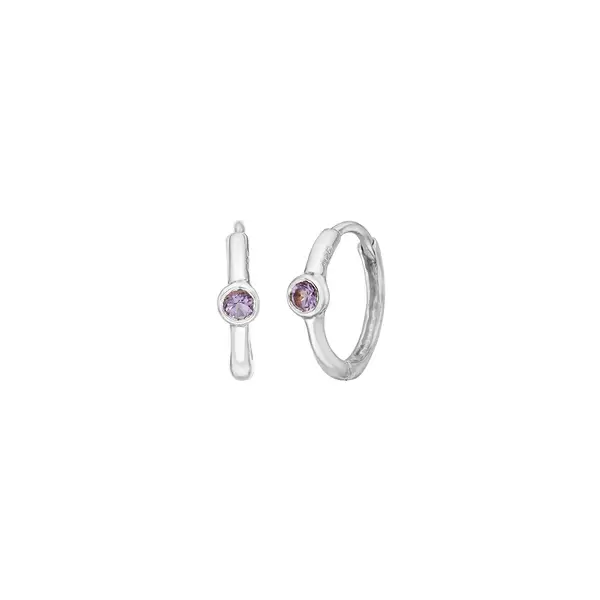 Leaf Jewelry Creole One Gem, Amethyst, 925 Sterlingsilber