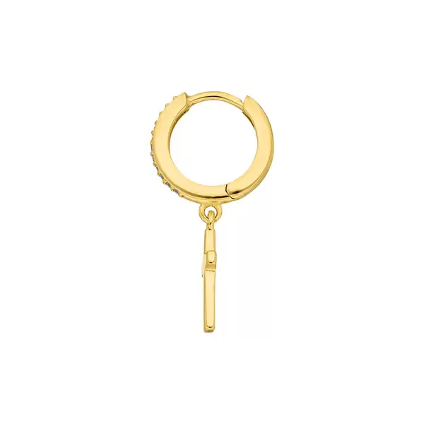 Leaf Jewelry Single Creole CROSS/Zirkonia, 18 K Gelbgold vergoldet Speichern exportieren