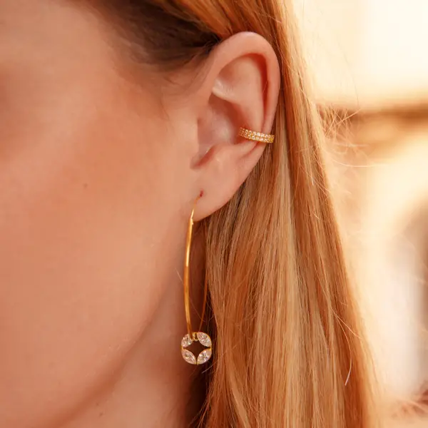 Leaf Jewelry Creolen Zirkonia Flower, 925er Silber Rabatte dieses Monats