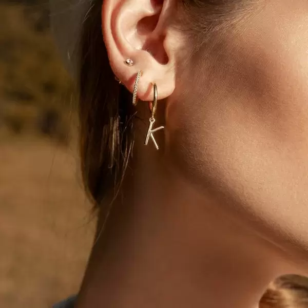 Leaf Jewelry Buchstaben Creole, 18 K Rosegold vergoldet, B Auslauf