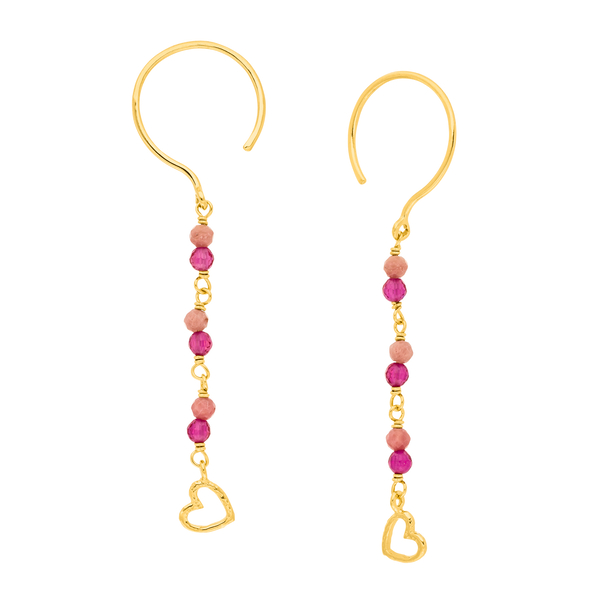 Leaf Jewelry Ohrhänger Rubin, 18 K Gelbgold vergoldet