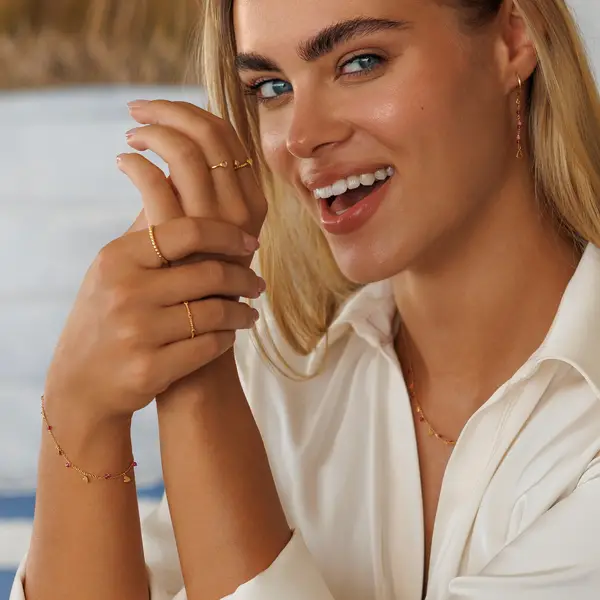 Leaf Jewelry Ohrhänger Rubin, 18 K Gelbgold vergoldet Hotsell