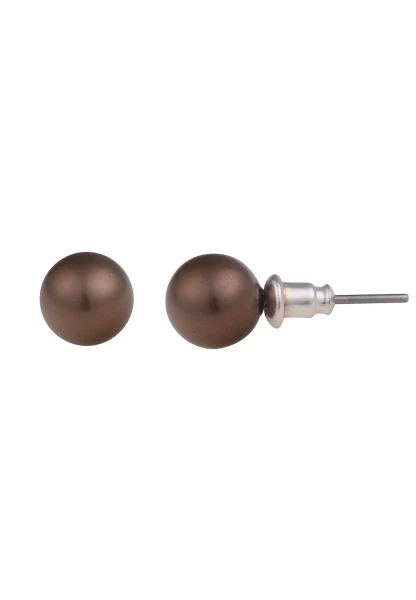 Leslii Damen-Ohrringe Daniela braune Perlen-Ohrringe Ohrstecker Modeschmuck Braun Tägliche Deals