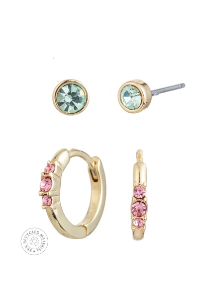 Leslii Recycled Ohrringset mit bunten Glassteinen Tiefpreis