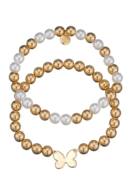 Leslii Perlenarmband Set Schmetterling | Gold Rabatt