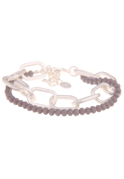 Leslii Armband Glieder Glasperlen in Silber Grau Exklusivangebot