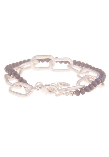 Leslii Armband Glieder Glasperlen in Silber Grau Exklusivangebot