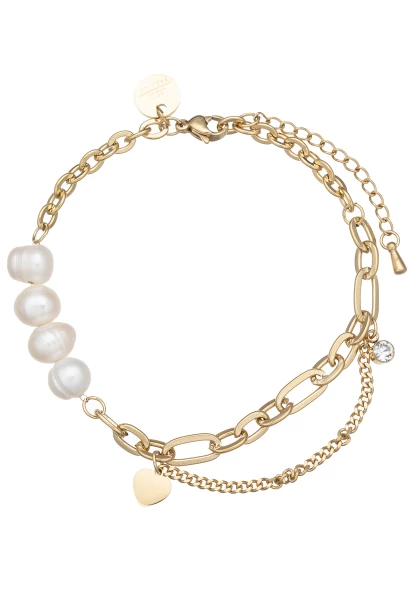 Leslii Perlen-Armband Herz in Gold Vatertagsangebot