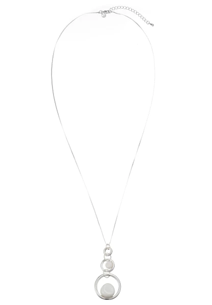 Leslii Lange Halskette Ringe Silber Weiß Discount Store für neue Produkte