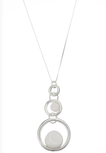 Leslii Lange Halskette Ringe Silber Weiß Discount Store für neue Produkte