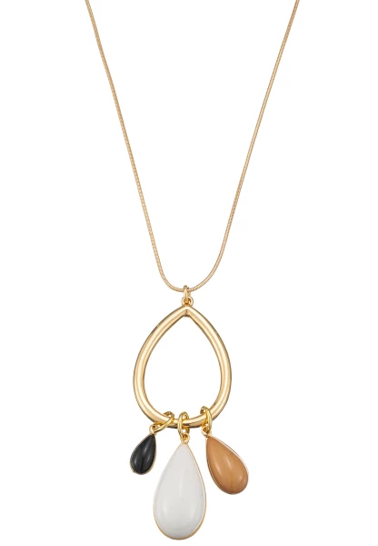 Leslii Lange Kette Tropfen in Gold Weiß 50% Rabatt mit kostenlosem Versand