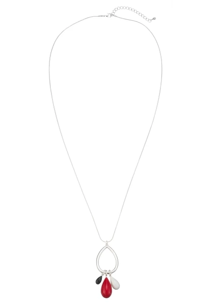 Leslii Lange Kette Tropfen in Silber Rot Clearance-Verkauf