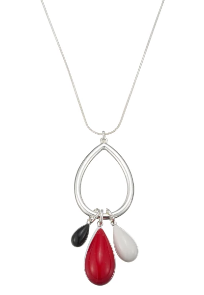 Leslii Lange Kette Tropfen in Silber Rot Clearance-Verkauf