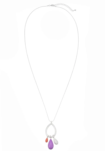 Leslii Lange Kette Tropfen in Silber Lila Kostenloser Versand international