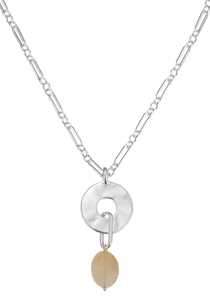 Leslii Lange Halskette Stone Silber Braun Verkauf