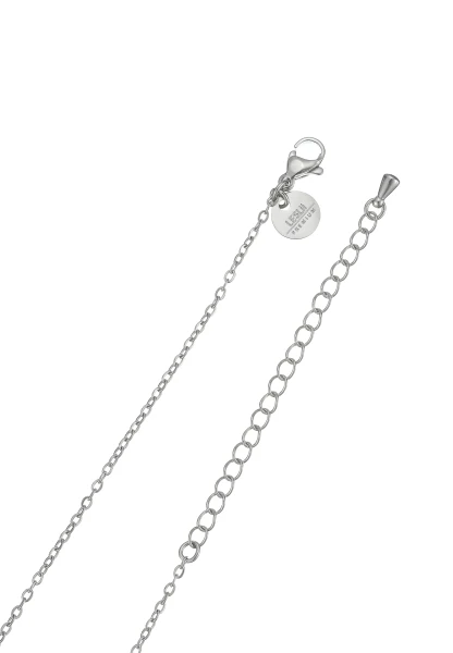 Leslii Lange Kette Oval Stein Edelstahl Silber Schlussverkauf