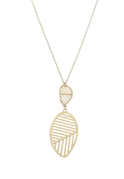 Leslii Lange Kette Blatt Edelstahl Gold Meist gekauft