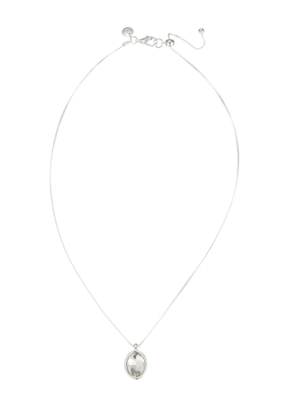 Leslii Kurze Kette Oval Glasstein Silber Limitierter Zeitrabatt