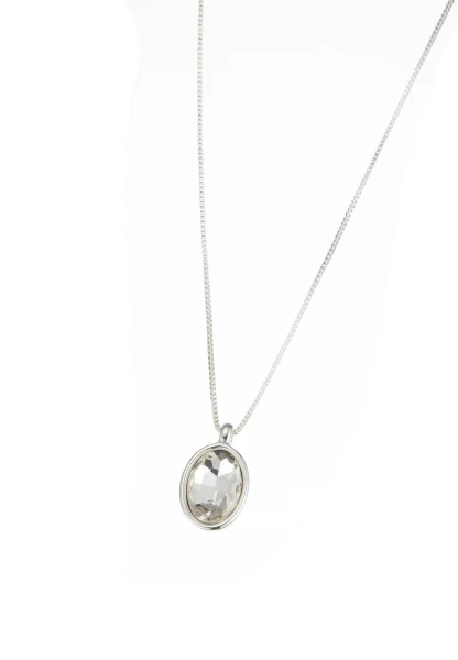 Leslii Kurze Kette Oval Glasstein Silber Limitierter Zeitrabatt