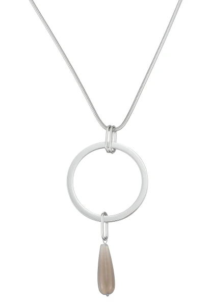 Leslii Lange Kette Ring Tropfen Edelstahl Silber Flash Sale
