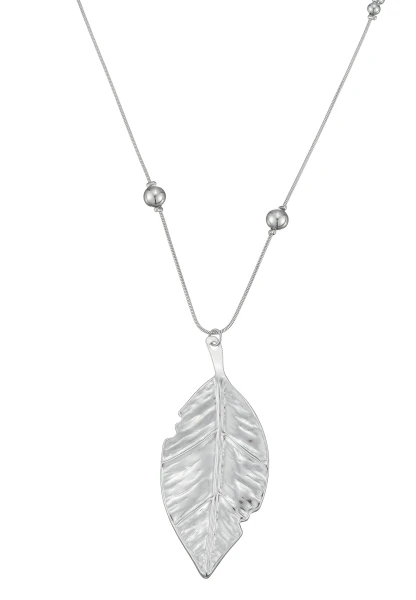 Leslii Lange Kette Blatt Edelstahl Silber Begrenztes Angebot