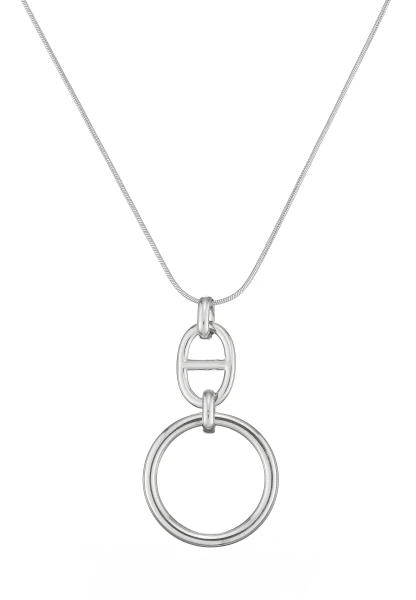 Leslii Lange Kette Ring Oval Edelstahl Silber Online Shopping